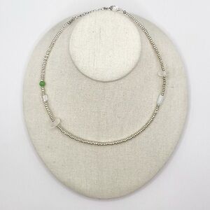 Handmade Silver and Glass Beaded Choker Necklace